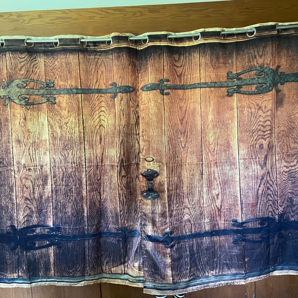 Source Unknown Rustic Wood and Iron Curtain